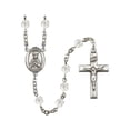 thumbnail image 1 of St. Henry II Silver-Plated Rosary 6mm April Crystal Fire Polished Beads Crucifix Size 1 3/8 x 3/4 medal charm, 1 of 1
