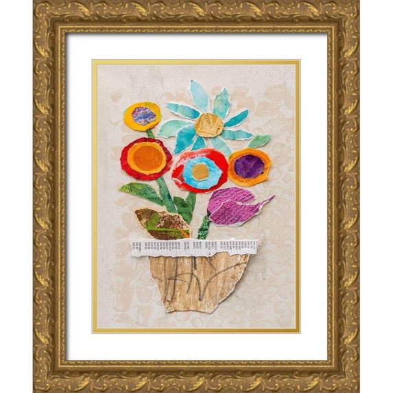 St. Hilaire, Elizabeth 12x14 Gold Ornate Wood Framed with Double Matting Museum Art Print Titled - Flower Pot II