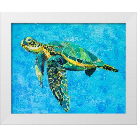 St Hilaire, Elizabeth 14x12 White Modern Wood Framed Museum Art Print Titled - Floating Sea Turtle