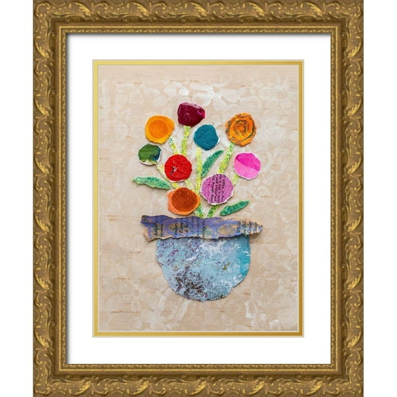 St. Hilaire, Elizabeth 19x24 Gold Ornate Wood Framed with Double Matting Museum Art Print Titled - Flower Pot IV