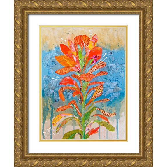 St. Hilaire, Elizabeth 19x24 Gold Ornate Wood Framed with Double Matting Museum Art Print Titled - Indian Paintbrush Collage I