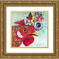 thumbnail image 1 of St Hilaire, Elizabeth 20x20 Gold Ornate Wood Framed with Double Matting Museum Art Print Titled - Floral Hip Chicken, 1 of 4