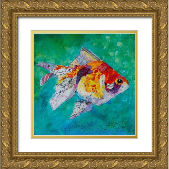 St Hilaire, Elizabeth 20x20 Gold Ornate Wood Framed with Double Matting Museum Art Print Titled - Just Keep Swimming