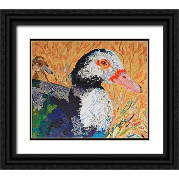 St Hilaire, Elizabeth 30x26 Black Ornate Wood Framed with Double Matting Museum Art Print Titled - And the Duck Said Quack