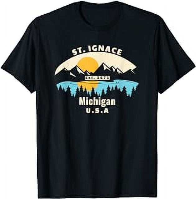 St. Ignace Michigan Souvenir Mountain Sunset River T-Shirt - Walmart.com