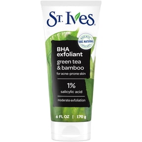 St. Ives BHA Green Tea & Bamboo Face Scrub, Moderate Exfoliating Face Wash with 1% Salicylic Acid, 6oz