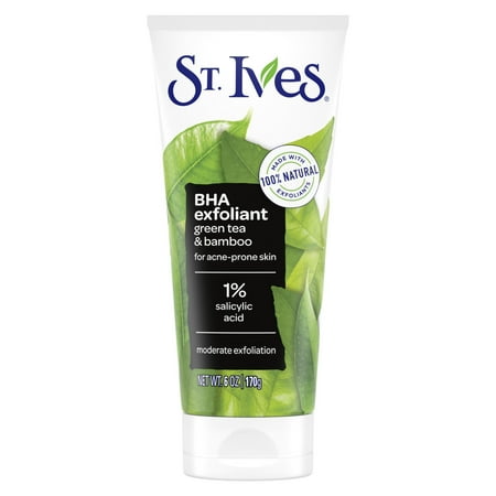 St. Ives BHA Green Tea & Bamboo Face Scrub, Facial Exfoliant For Acne Prone Skin, 6oz