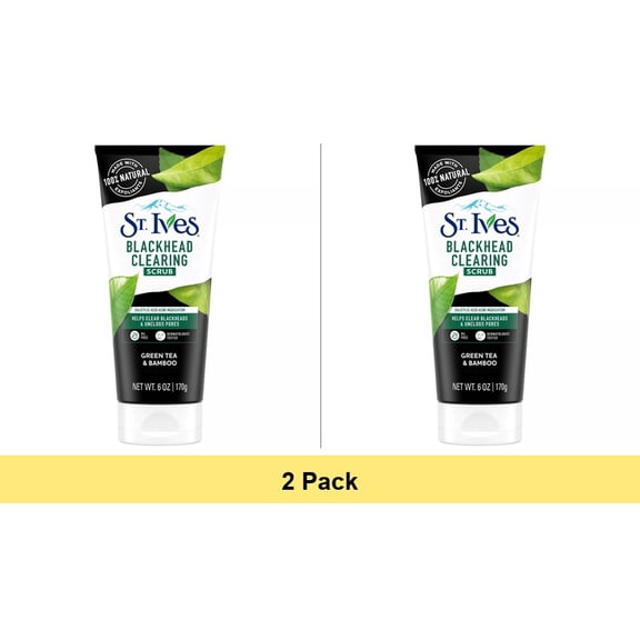 St. Ives Blackhead Clearing Green Tea and Bamboo Face Scrub 6 Oz. - 2 Pack