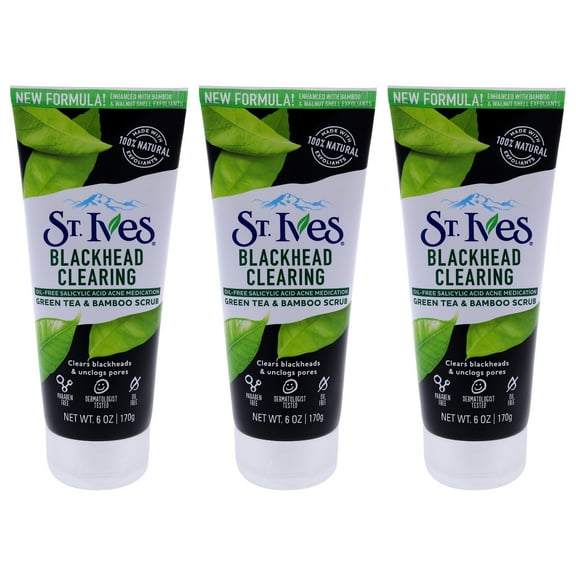 St. Ives Blackhead Clearing Scrub - Green Tea - Pack of 3 Scrub, 6 oz