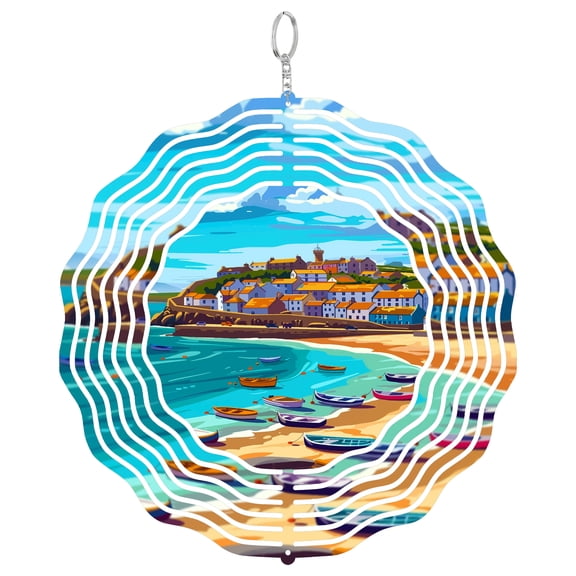 St Ives Cornwall Lighthouse 3D Wind Spinner Kinetic Hanging Ornament Outdoor Garden Decor Seaside Art Gift