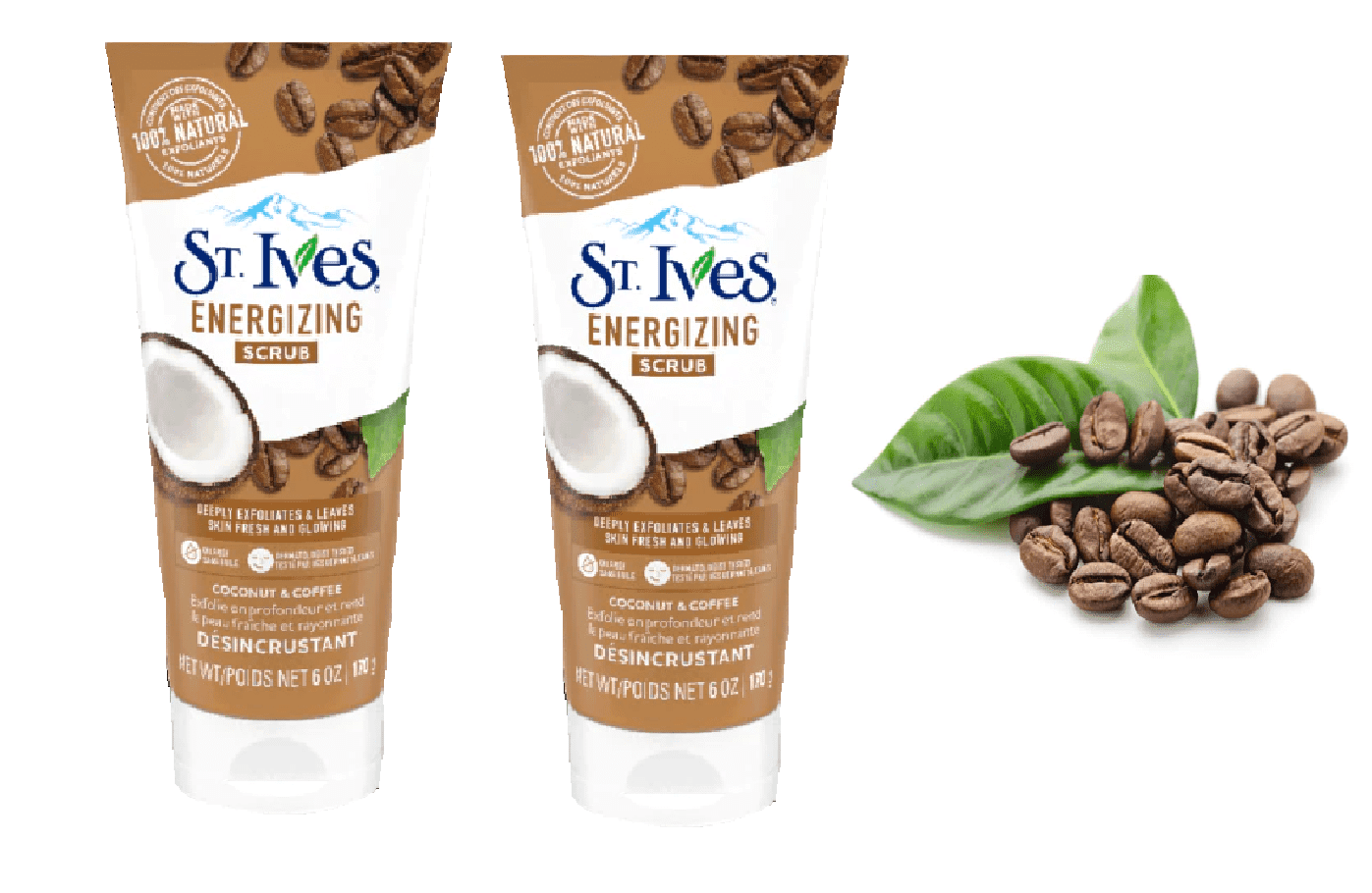 St. Ives Energizing Scrub, Net.Wt 6 oz (Coconut & Coffee) x 2pcs