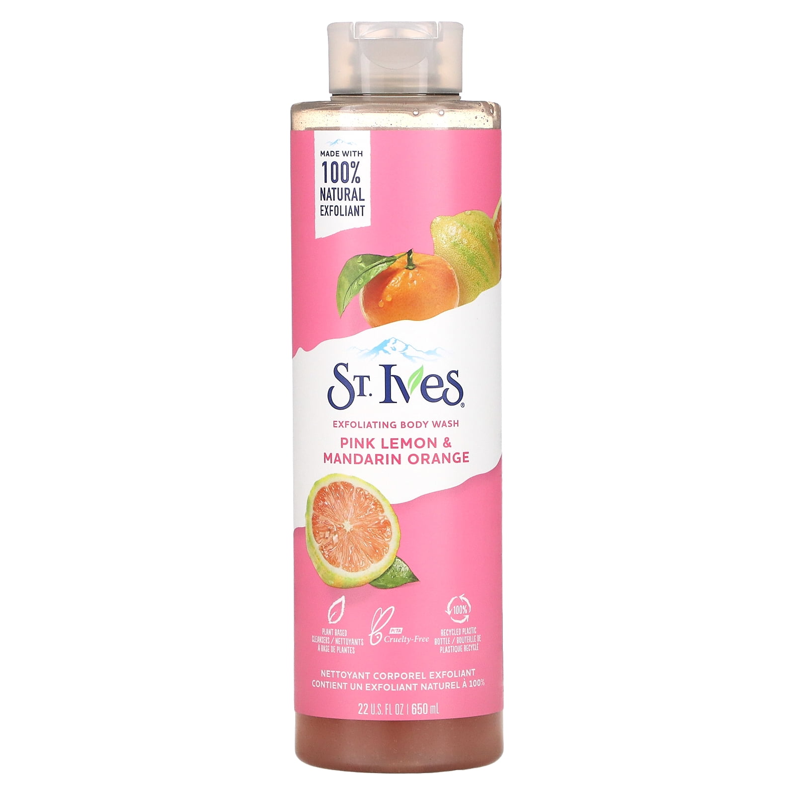 St. Ives Exfoliating Body Wash, 100 Natural, Pink Lemon Mandarin