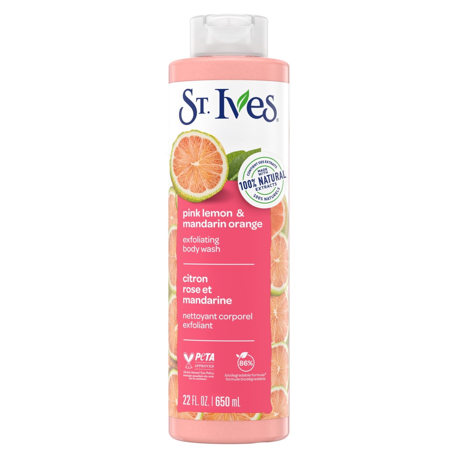 St. Ives Exfoliating Body Wash for Women, Pink Lemon & Mandarin Orange, 22 fl oz - 6 Pack