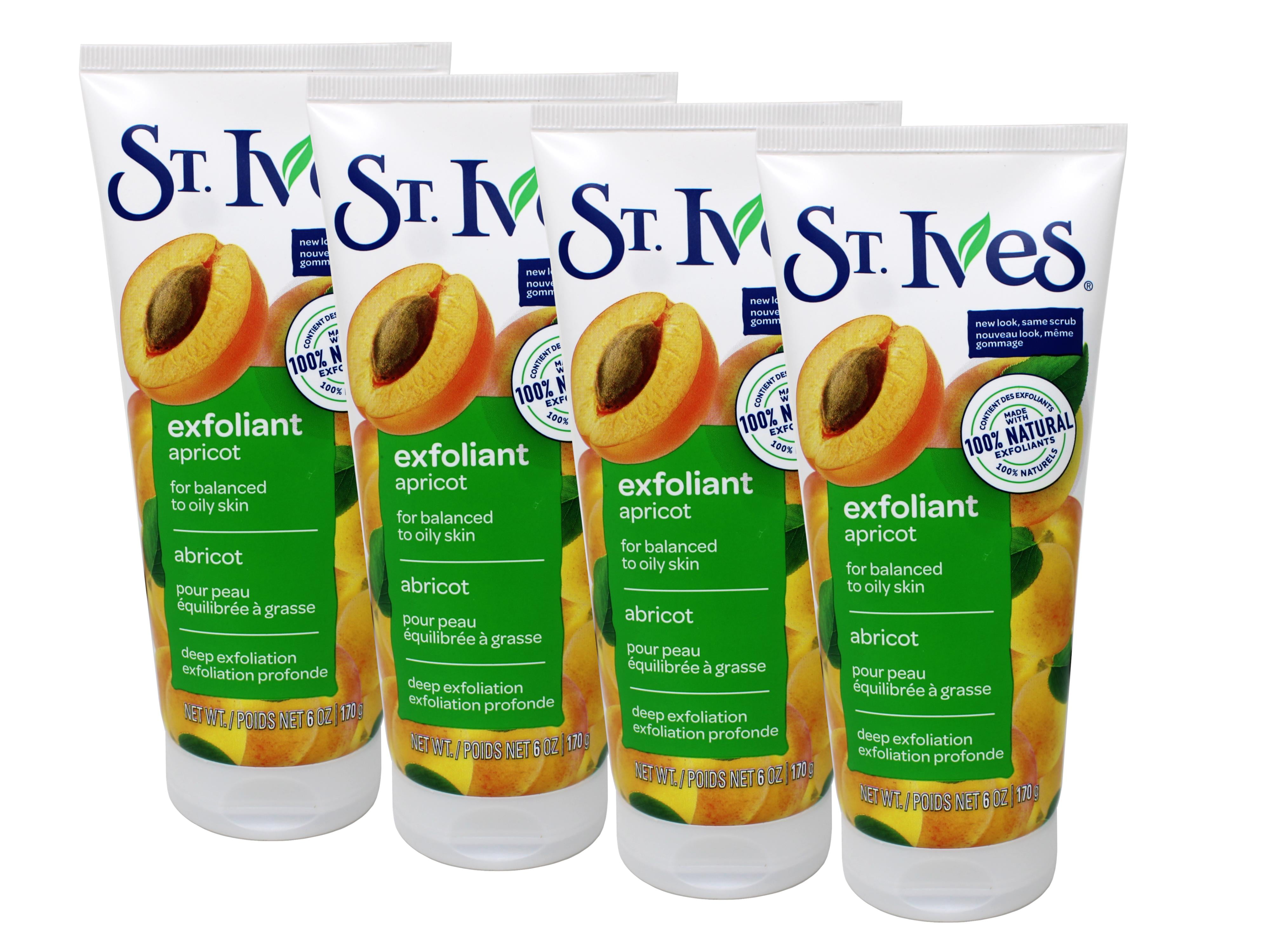 St. Ives Fresh Skin Exfoliating Face Scrub, Apricot Facial Exfoliator 6 oz (Pack of 4)