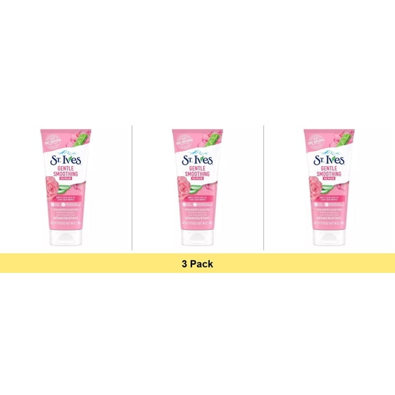 St. Ives Face Scrub Micro-Exfoliant Rose Water and Aloe Vera Natural Exfoliants 6 OZ - 3 Pack