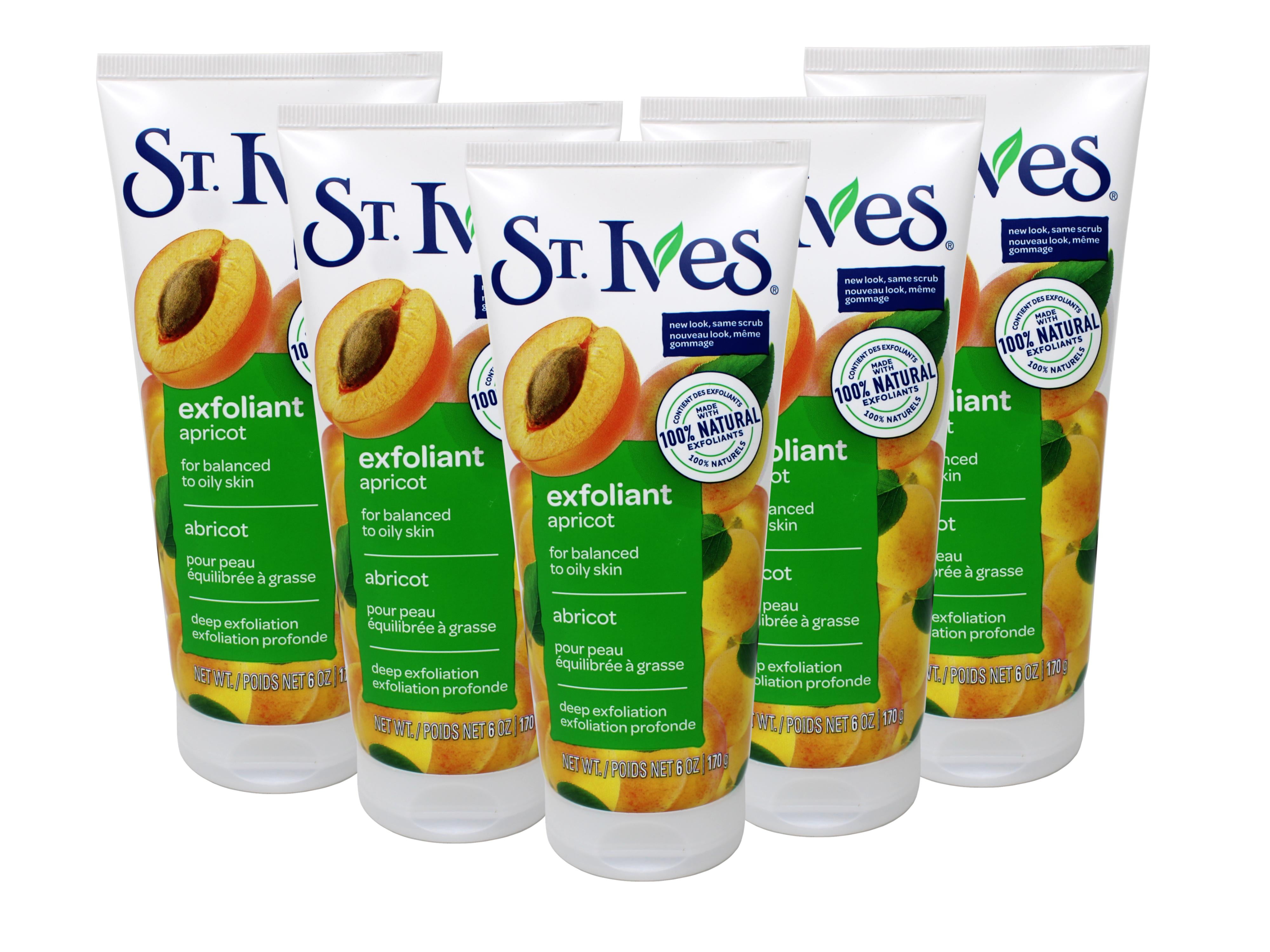 St. Ives Fresh Skin Exfoliating Face Scrub, Apricot Facial Exfoliator 6 oz - 5 Pack