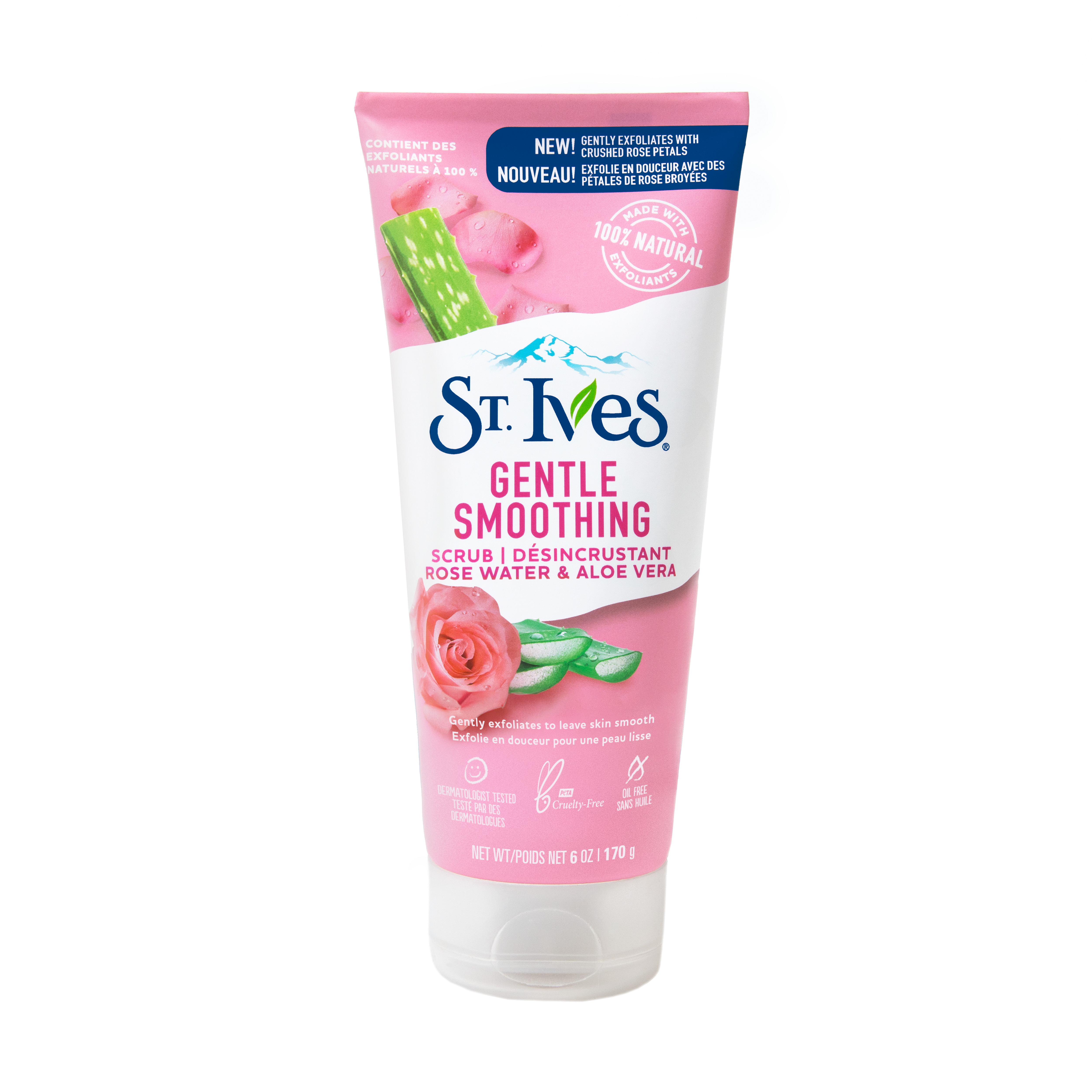 St. Ives Gentle Smoothing Face Scrub Rose Water & Aloe Vera Made with 100% Natural Exfoliants, Paraben Free, Oil-Free, Dermatologist Tested Our Gentlest Scrub Yet 6 oz - image 1 of 5