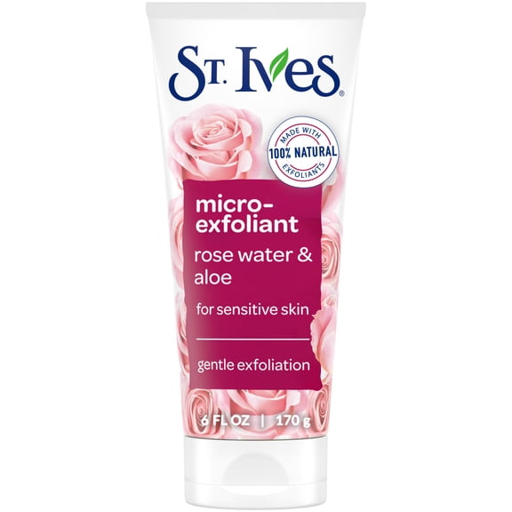 St. Ives Gentle Smoothing Face Scrub Rose Water & Aloe Vera Made with 100% Natural Exfoliants, Paraben Free, Oil-Free, Dermatologist Tested, 6 fl oz
