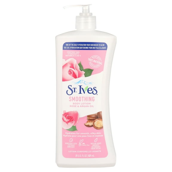 St. Ives Hand & Body Lotion for Women, Smoothing Rose & Argan Oil for Dry Skin 21 oz