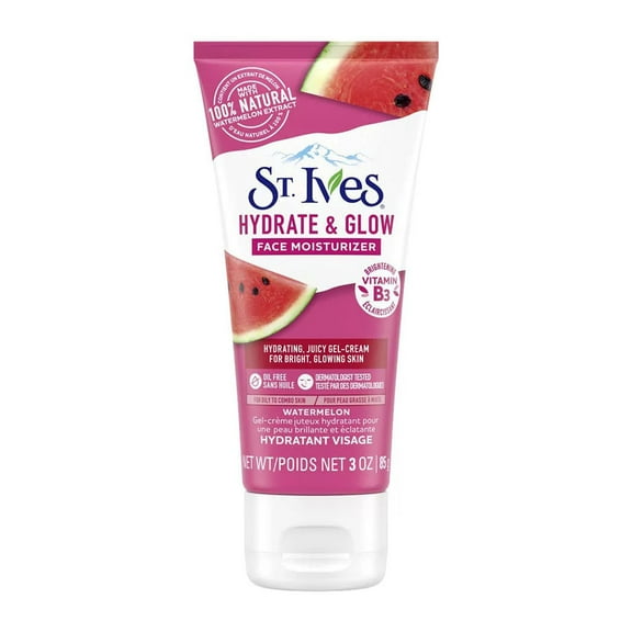 St Ives Hydrate and Glow Face Moisturizer for Glowing Skin, Watermelon, 3 Oz, 2 Pack