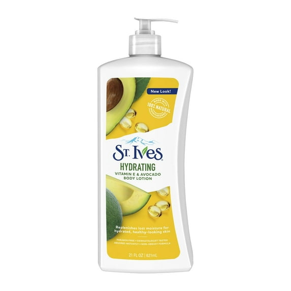 St. Ives Hydrating Hand & Body Lotion Moisturizer for Dry Skin Vitamin E & Avocado Made with 100% Natural Moisturizers 21 oz MS