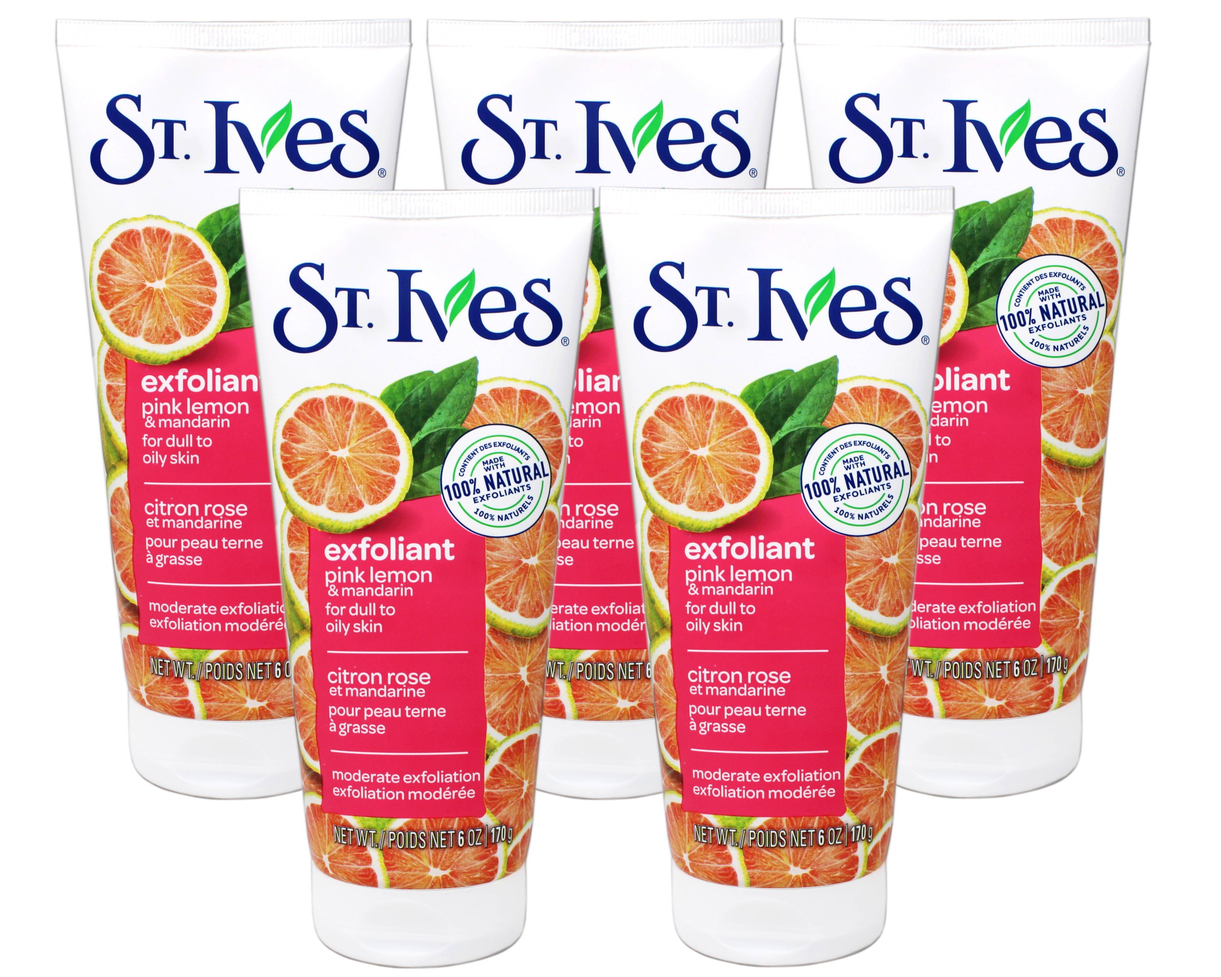St. Ives Radiant Skin Face Scrub, Pink Lemon and Mandarin Orange, 6 OZ - 5 Pack