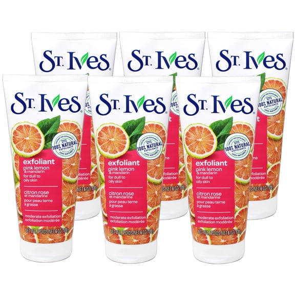 St. Ives Radiant Skin Pink Lemon and Mandarin Orange Face Scrub, 6 oz (Pack of 6)