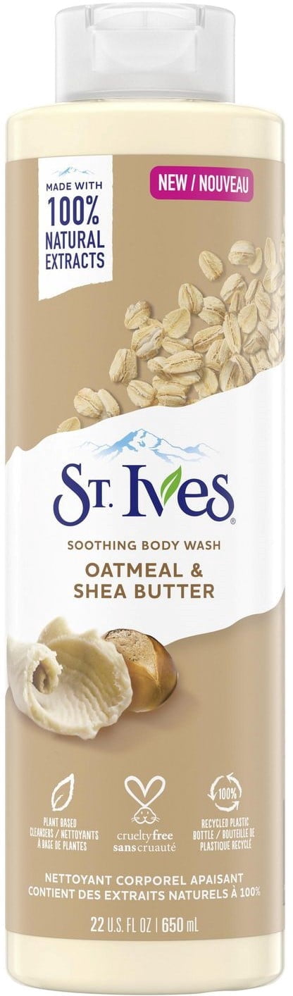 St. Ives Soothing Body Wash For Dry Skin Oatmeal and Shea Butter Soothes with Natural Plant Extracts 22 oz (Pack of 3)