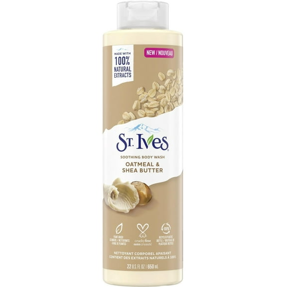 St. Ives Soothing Body Wash For Dry Skin Oatmeal and Shea Butter Soothes with Natural Plant Extracts 22 oz (Pack of 3)