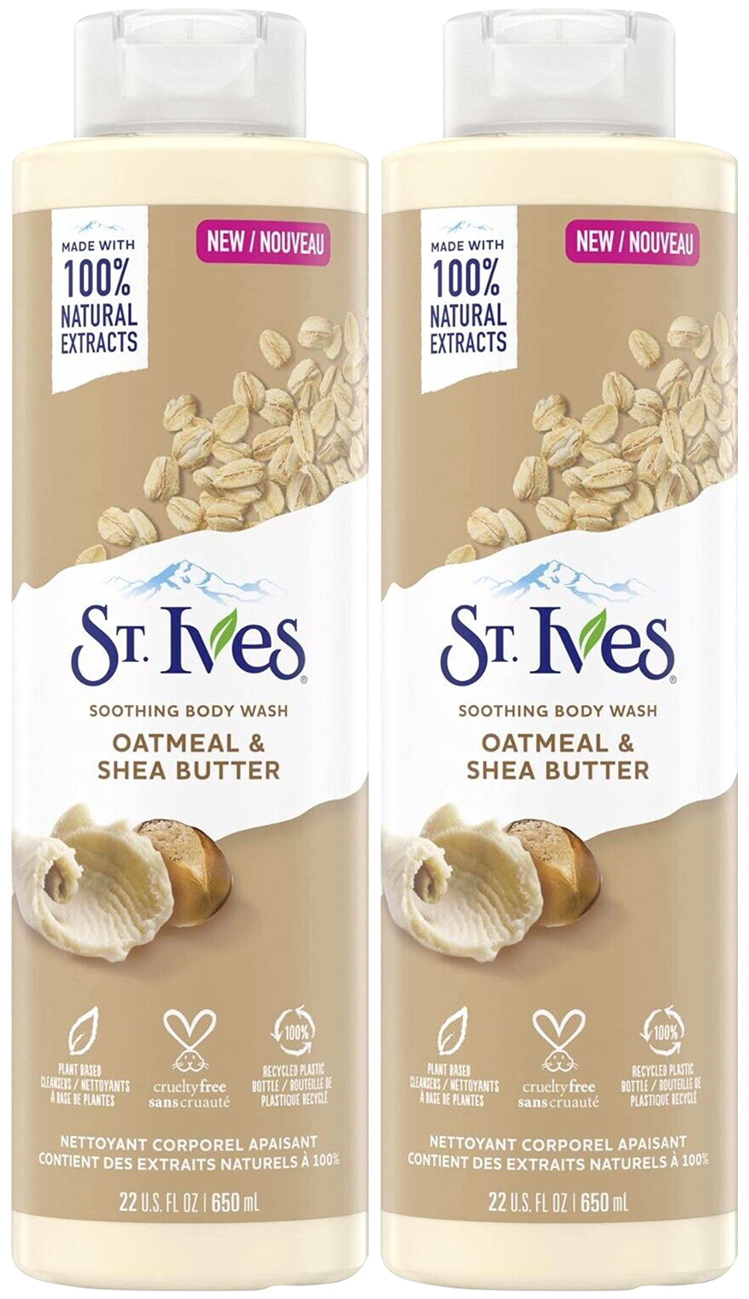 St. Ives Soothing Body Wash, Oatmeal & Shea Butter, 22 Fl Oz (Pack Of 2) 44 Fl Ounce 3.18 Pounds.