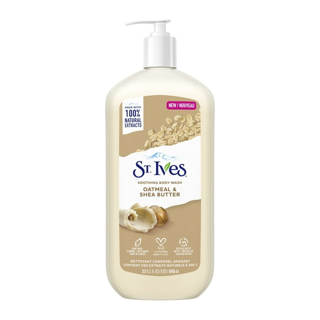 St. Ives Soothing Lqiuid Body Wash with Pump Oatmeal & Shea Butter, 32 oz