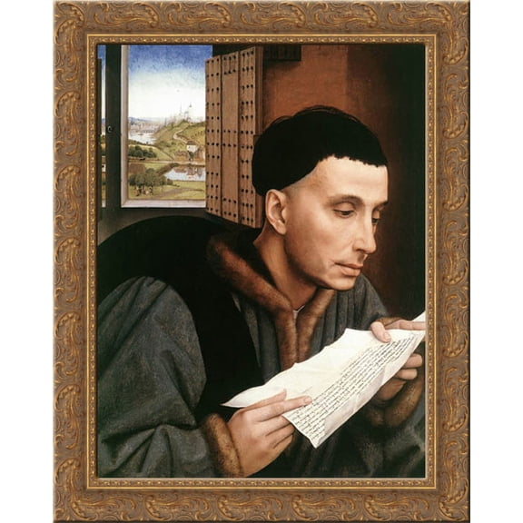 St Ivo 20x24 Gold Ornate Wood Framed Canvas Art by Weyden, Rogier van der