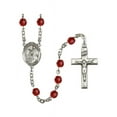 thumbnail image 1 of St. Jacob of Nisibis Silver-Plated Rosary 6mm July Red Fire Polished Beads Crucifix Size 1 3/8 x 3/4 medal charm, 1 of 1