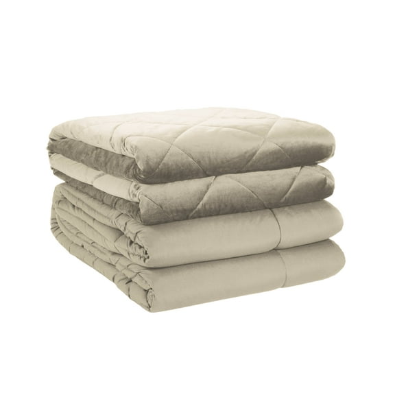 St. James Home 2pc Velvet blanket & Microfiber Comforter Set, Tan, Twin