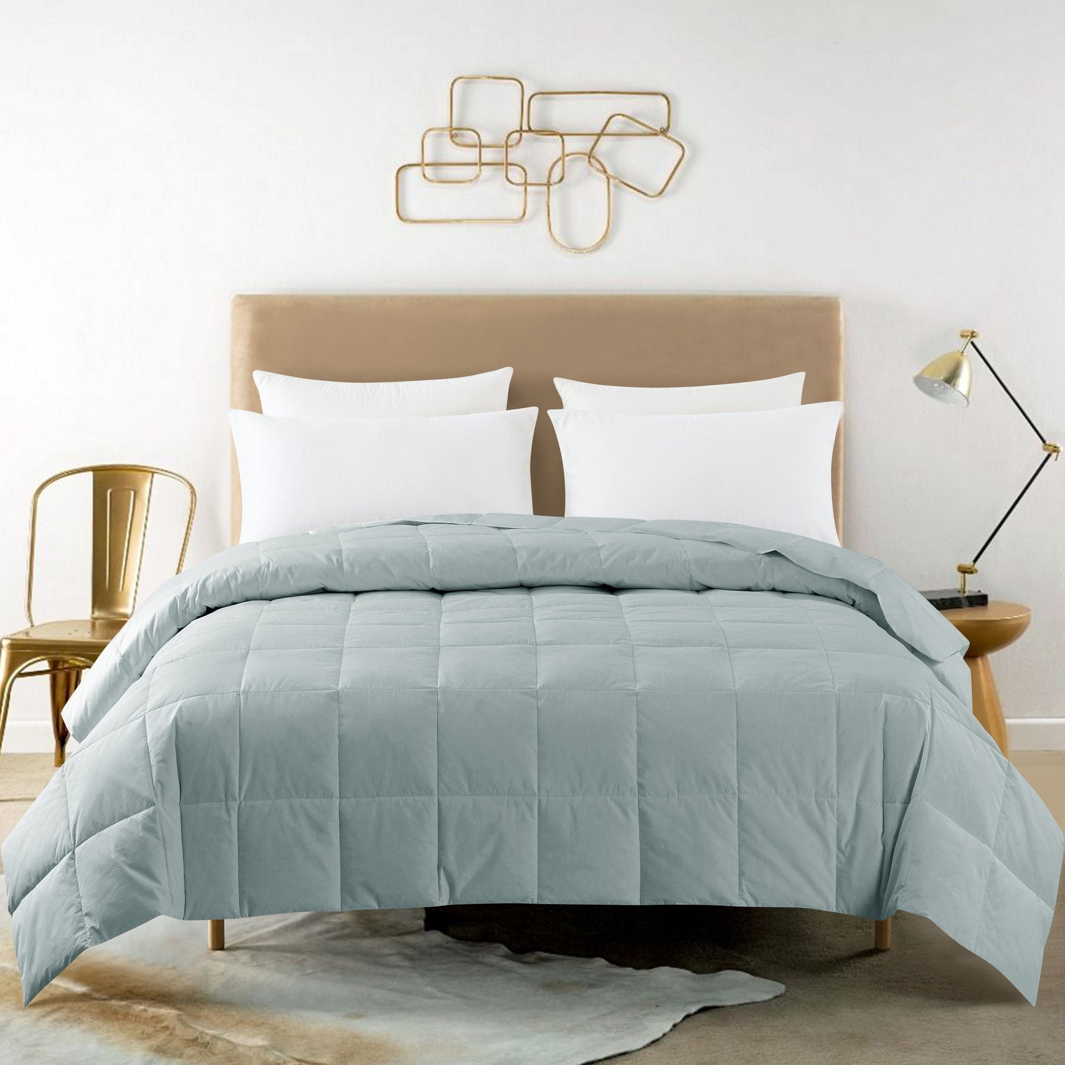 St. James Home Constance 233 Thread Count Lightweight White Duck Down Blanket Full Queen Dusty Aqua