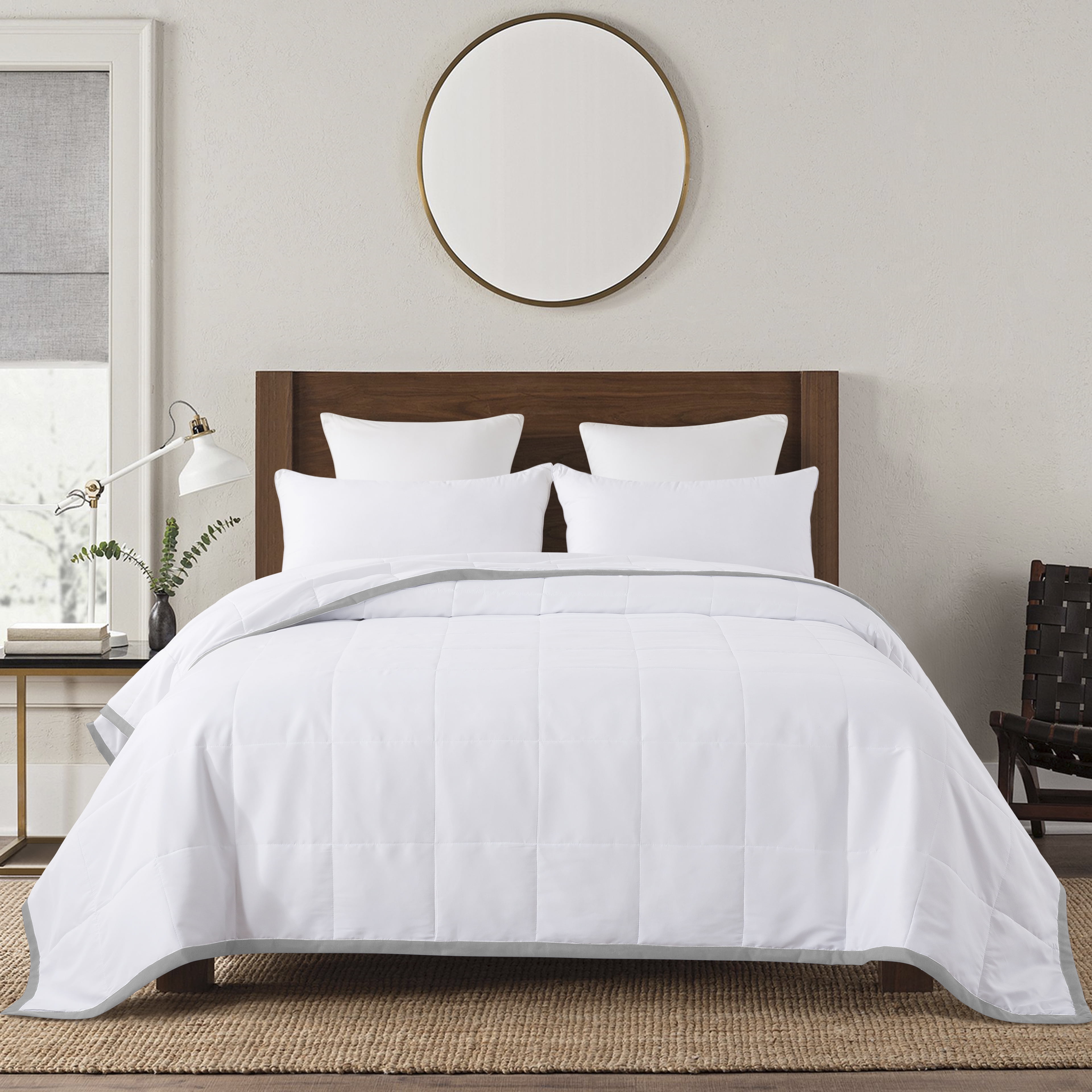 St. James Home Framed Down Alternative Bed Blanket, Glacier Gray, Twin