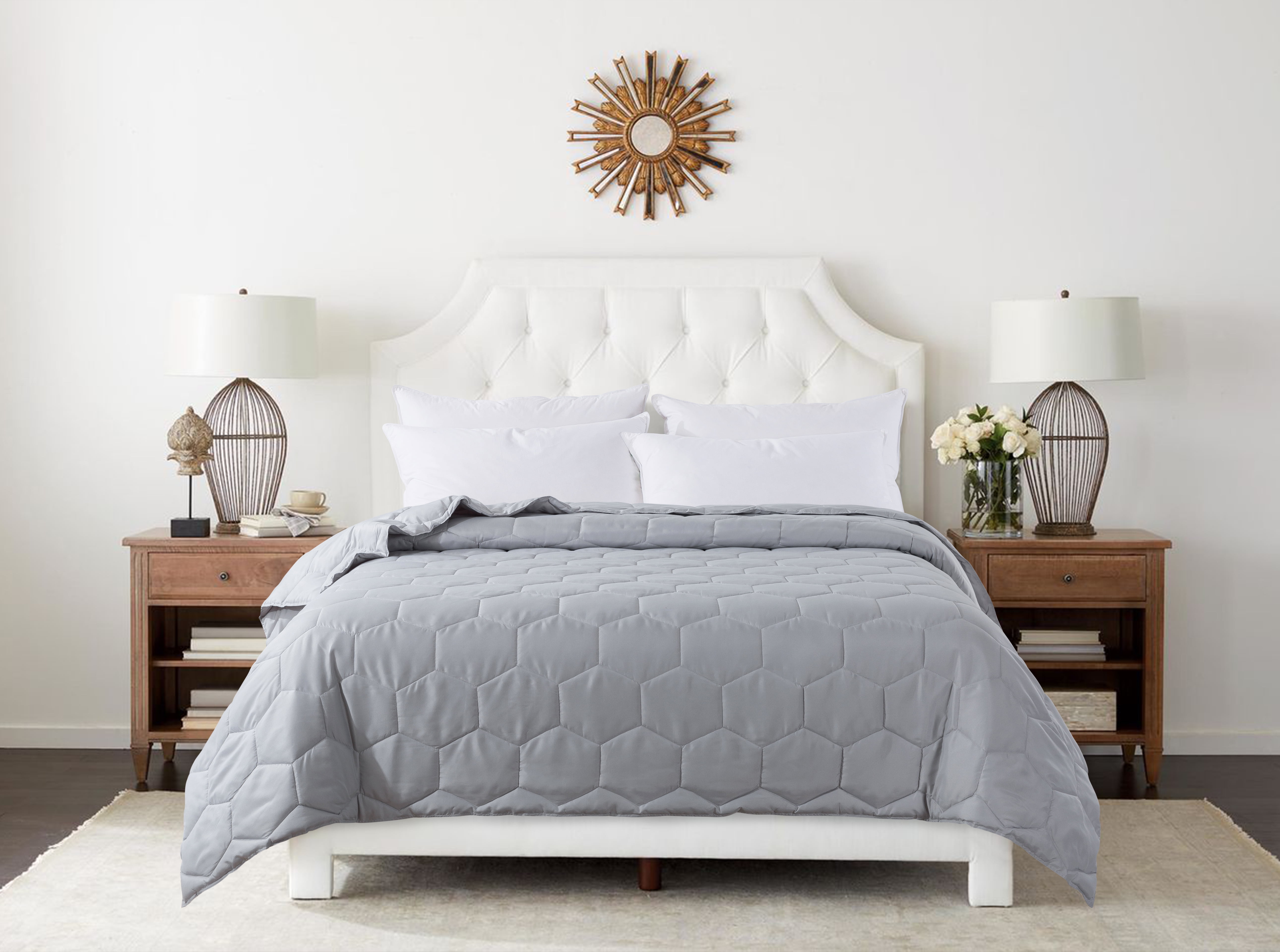 St. James Home Honeycomb Down Alternative Bed Blanket, Glacier Gray, Twin