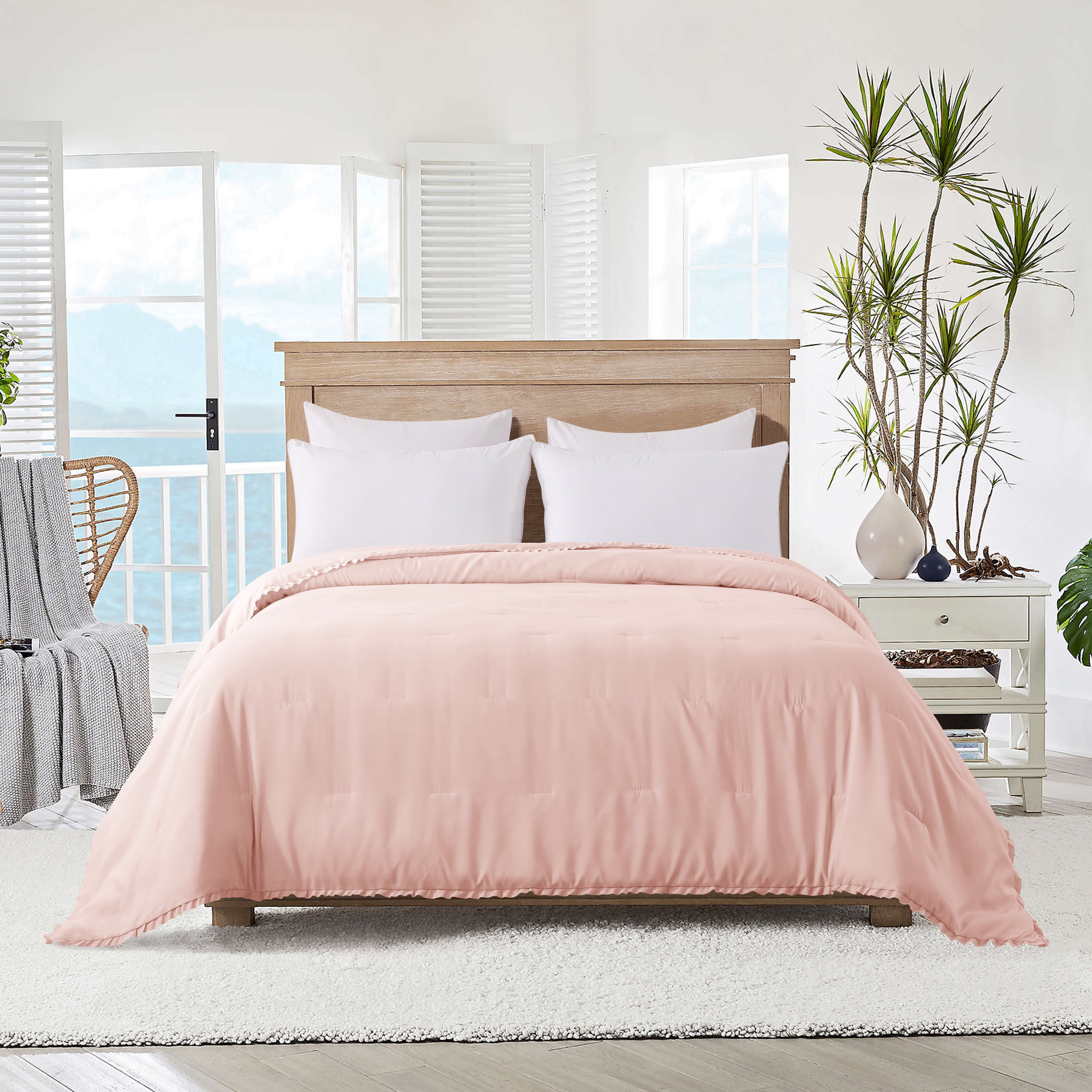 St. James Home Ruffle Down Alternative Bed Blanket, Pink, King