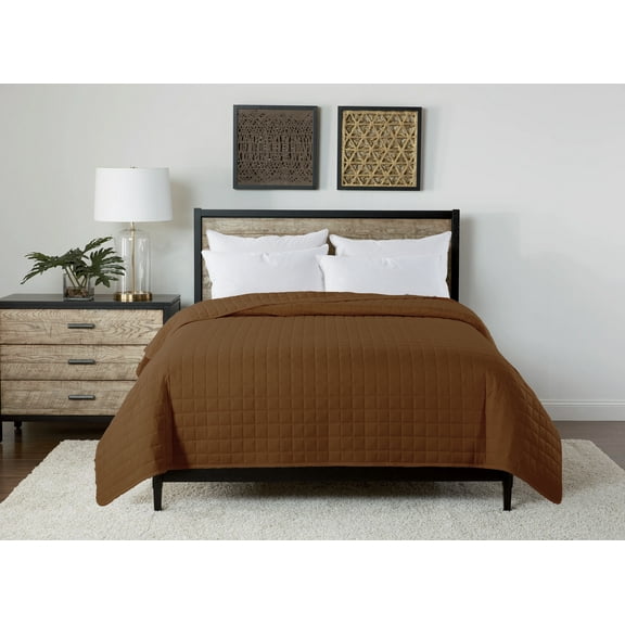 St. James Home Velvet Trim Microfiber Bed Blanket, Tobacco Brown, Full/Queen
