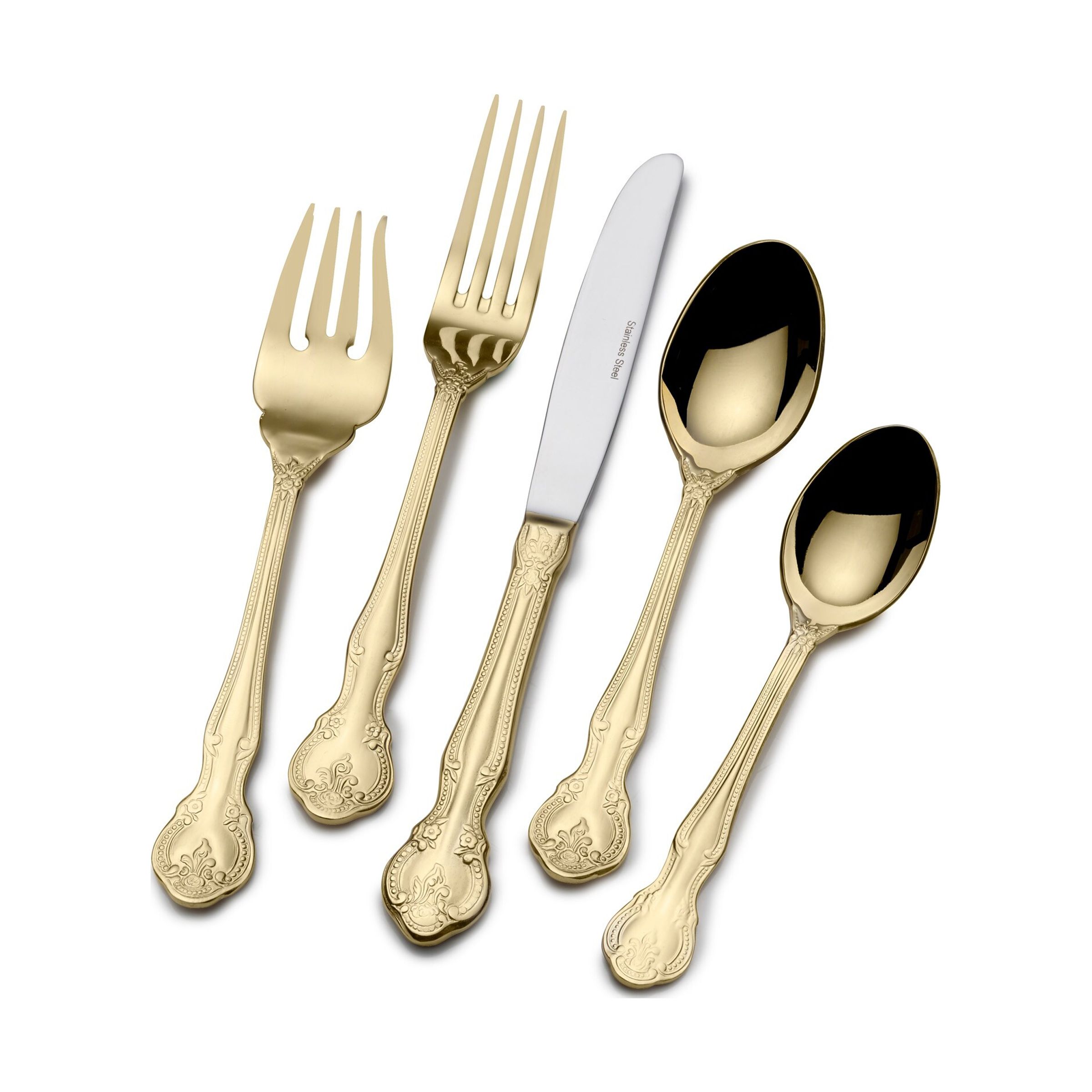 St James St. James 45piece Goldplated Napoleon Bead Flatware Set