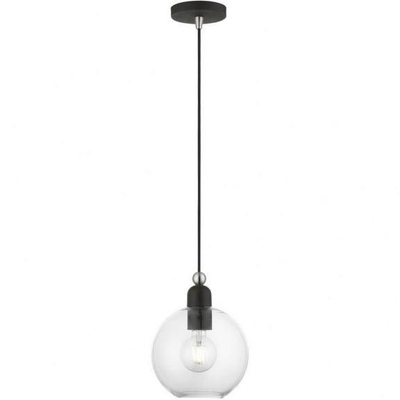 St James's Royd 1 Light Sphere Pendant in Industrial Style-16.25 inches Tall and 8 inches Wide-Black/Brushed Nickel Finish Bailey Street Home