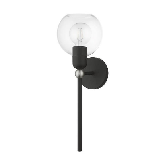 St James's Royd 1 Light Sphere Wall Sconce in Industrial Style-19 inches Tall and 6.5 inches Wide-Black/Brushed Nickel Finish Bailey Street Home