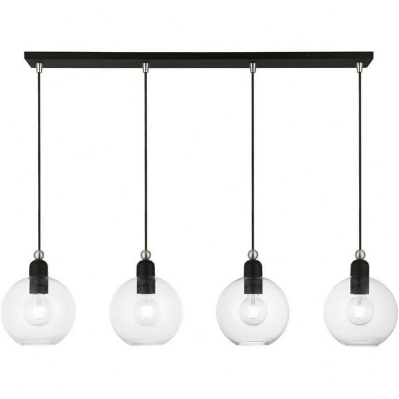 St James's Royd 4 Light Sphere Linear Chandelier in Industrial Style-16.25 inches Tall and 8 inches Wide Bailey Street Home 218-Bel-4829327