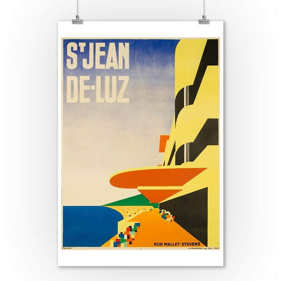 St Jean De - Luz Vintage Poster (artist: Mallet Stevens) France c. 1928 (9x12 Art Print, Wall Decor Travel Poster)