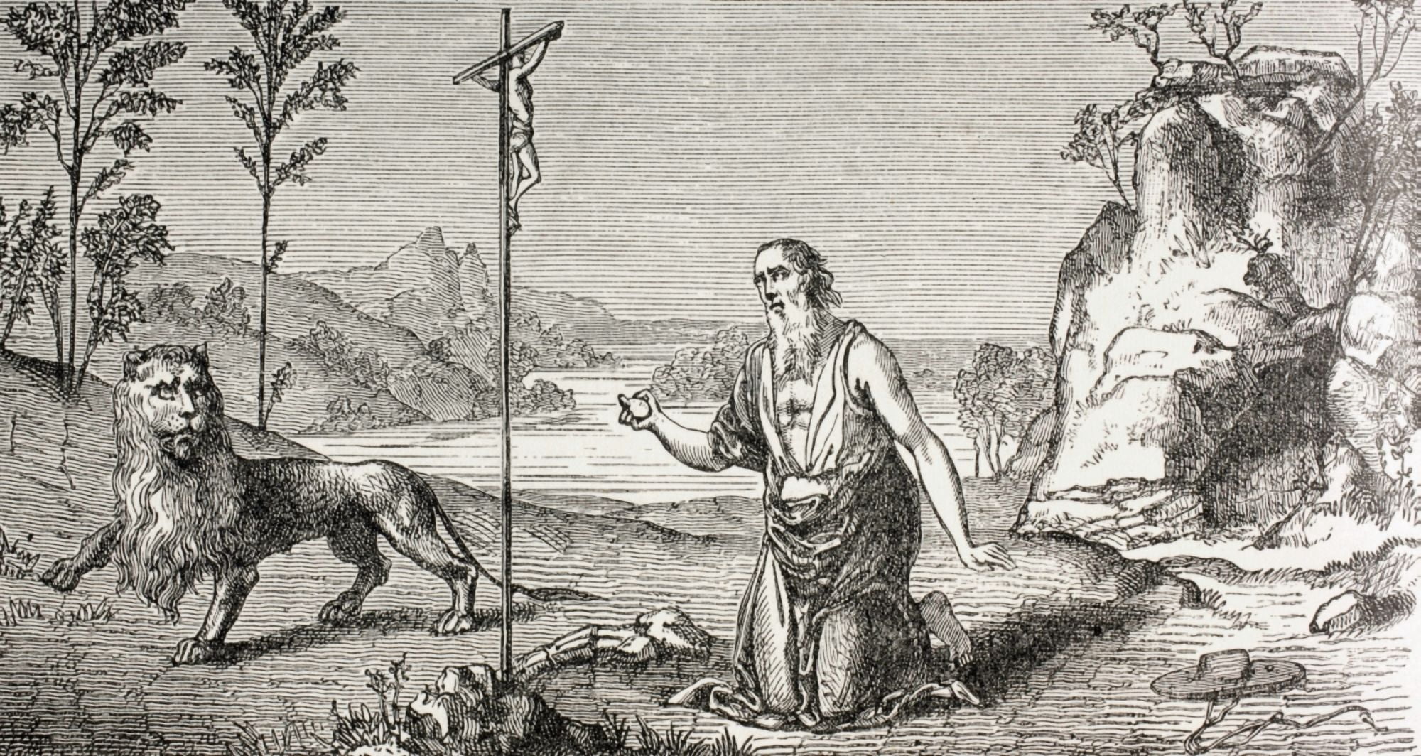 St Jerome In The Desert Of Chalcis St Jerome C 347 Canvas Art - Ken Welsh Design Pics (40 x 20)
