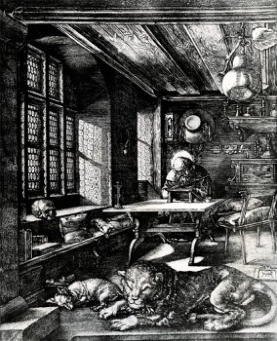 St Jerome Revises Bible by Albrecht Durer (1471-1528) Canvas Art - Albrecht Durer (18 x 24)