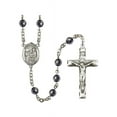 thumbnail image 1 of St. Jerome Silver-Plated Rosary 6mm Hematite Beads Crucifix Size 1 3/4 x 1 medal charm, 1 of 1
