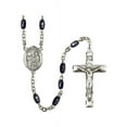 thumbnail image 1 of St. Jerome Silver-Plated Rosary 8x5mm Black Onyx Beads Crucifix Size 1 3/4 x 1 medal charm, 1 of 1