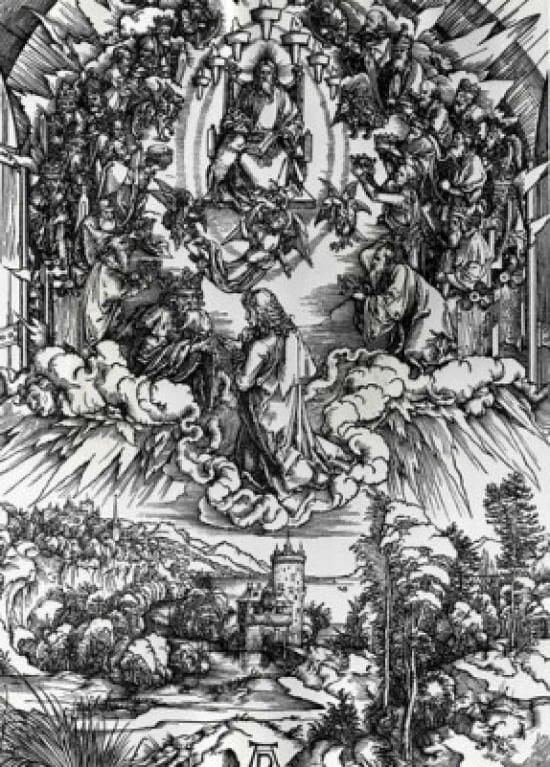 St John Before God and Elders by Albrecht Durer engraving (1471-1528) Canvas Art - Albrecht Durer (18 x 24)