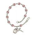 thumbnail image 1 of St. John Berchmans Silver Plate Rosary Bracelet 6mm June Light Purple Fire Polished Beads Crucifix Size 5/8 x 1/4 medal, 1 of 1